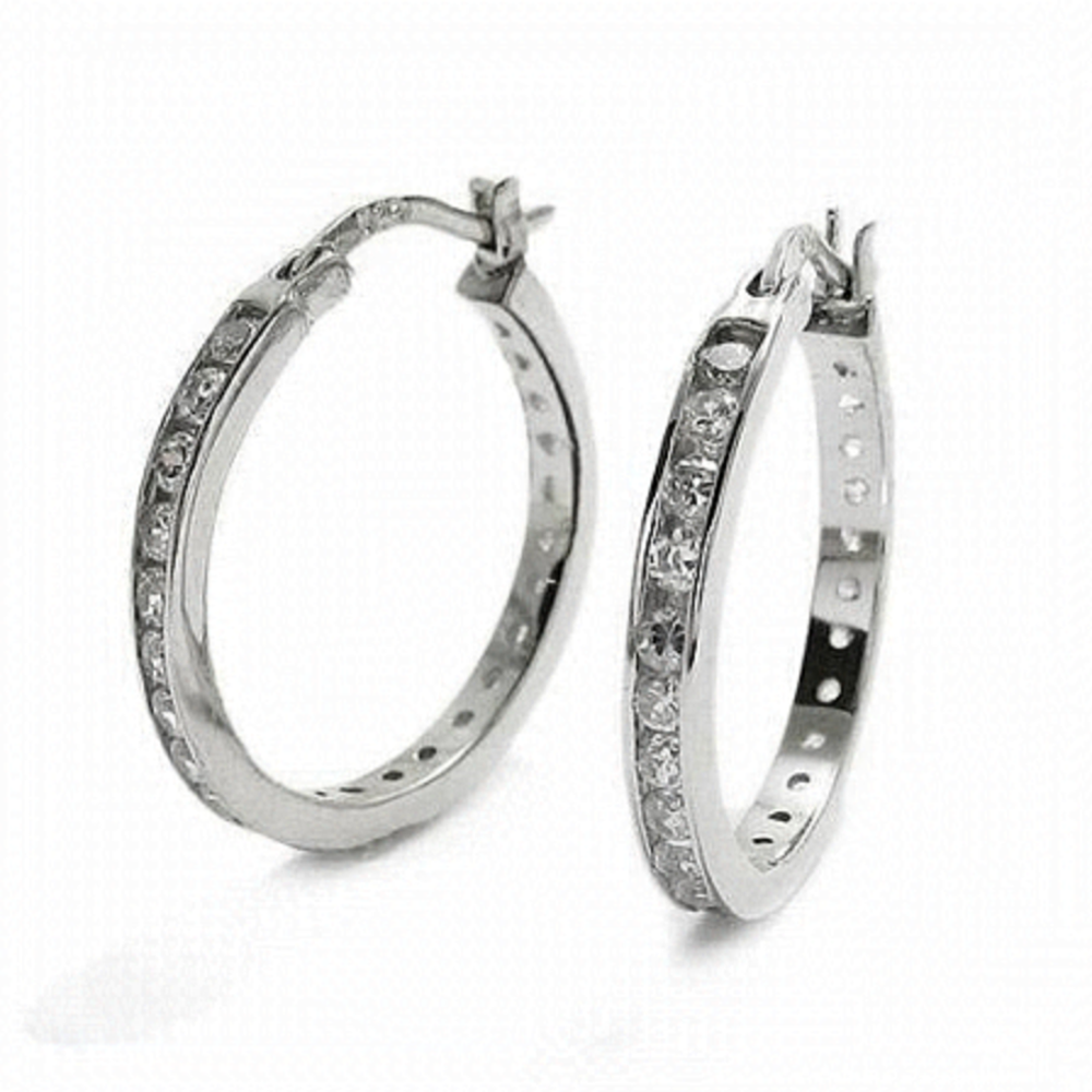 Sterling Silver CZ Hoop Earrings 🆕